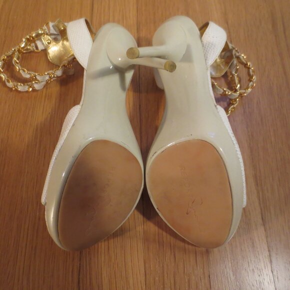 Last chance REPORT SIGNATURE White Chain Double Ankle Strap Stiletto Sandals - Picture 8 of 8